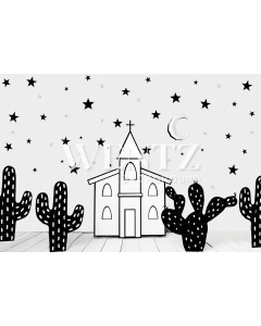 Fabric Photography Background Church and Cactus / Backdrop 2104