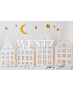 Fabric Photography Background Christmas Village with Stars / Backdrop 2152