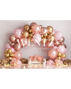 Fabric Photography Background Scenarios Pink and Gold Balloon / Backdrop 2208