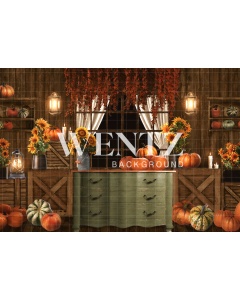 Fabric Photography Background Fall Set With Pumpkins / Backdrop 2362