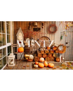 Fabric Photography Background Autumn Backyard / Backdrop 2435