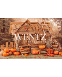 Fabric Photography Background Autumn Hut / Backdrop 2436