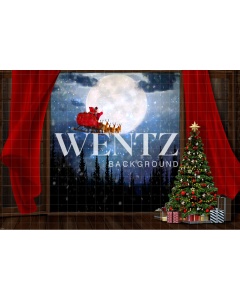 Fabric Photography Background Christmas Room with Window / Backdrop 2463