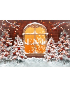 Fabric Photography Background Christmas Window / Backdrop 2467