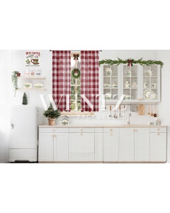 Fabric Photography Background Christmas Kitchen / Backdrop 2495