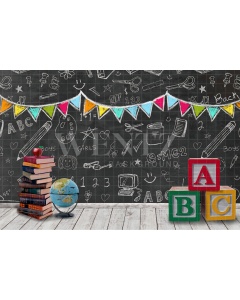 Fabric Photography Background ABC School / Backdrop 2506