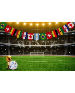 Fabric Photography Background Stadium with Flags World Cup Soccer / Backdrop 2535