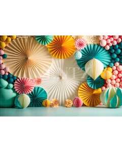 Fabric Photography Background Colorful Scenery with Balloons / Backdrop 2671