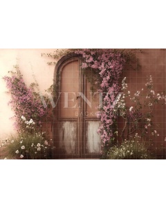 Fabric Photography Background Set Door and Flowers / Backdrop 2814