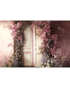 Fabric Photography Background Set Flowery Door / Backdrop 2816