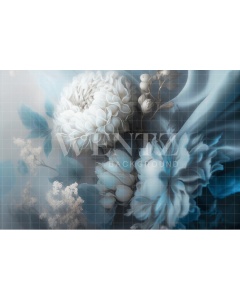 Fabric Photography Background Blue Floral / Backdrop 2904