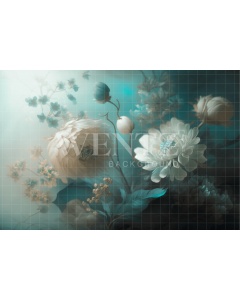 Fabric Photography Background Blue Floral / Backdrop 2912