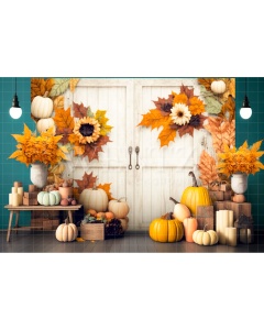 Fabric Photography Background Fall Scenery with Door / Backdrop 2928