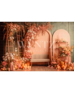 Fabric Photography Background Fall Scenery with Flowers / Backdrop 2940