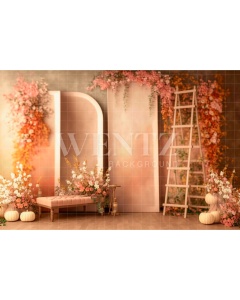 Fabric Photography Background Fall Scenery with Flowers / Backdrop 2941