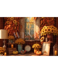 Fabric Photography Background Room with Sunflowers / Backdrop 2942