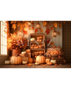 Fabric Photography Background Fall Scenery with Pumpkins / Backdrop 2944