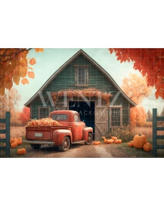 Fabric Photography Background Barn and Car / Backdrop 2947