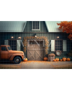 Fabric Photography Background Barn and Car / Backdrop 2948