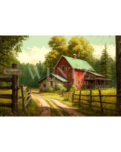 Fabric Photography Background Road to Farm / Backdrop 2950