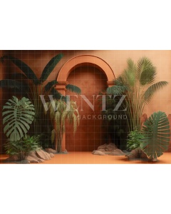 Fabric Photography Background Nature Terracotta Scenery with Plants / Backdrop 2955