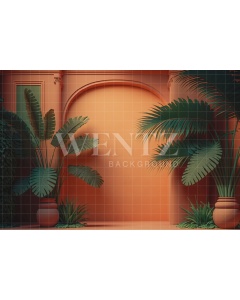 Fabric Photography Background Nature Terracotta Scenery with Plants / Backdrop 2956