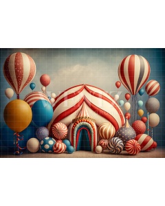 Fabric Photography Background Cake Smash Circus with Balloons / Backdrop 3019