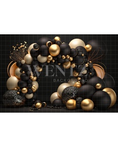 Fabric Photography Background Cake Smash Black and Gold / Backdrop 3043