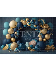 Fabric Photography Background Cake Smash Blue and Gold / Backdrop 3045