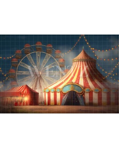 Fabric Photography Background Circus Tent and Ferris Wheel / Backdrop 3059