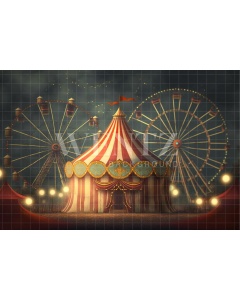 Fabric Photography Background Circus Tent and Ferris Wheel / Backdrop 3060