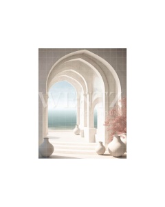 Fabric Photography Background Nature Arch Overlooking Sea / Backdrop 3064