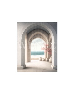 Fabric Photography Background Nature Arch Overlooking Sea / Backdrop 3065