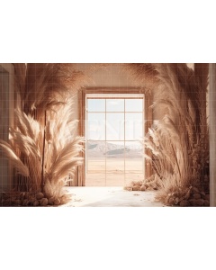 Fabric Photography Background Boho Scenery with Pampas Grass / Backdrop 3067