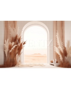 Fabric Photography Background Boho Scenery with Pampas Grass / Backdrop 3071