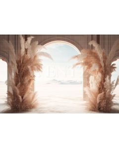 Fabric Photography Background Boho Scenery with Pampas Grass / Backdrop 3076