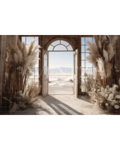 Fabric Photography Background Boho Scenery with Pampas Grass / Backdrop 3078