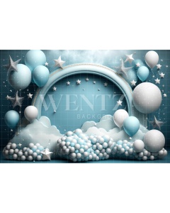 Fabric Photography Background Cake Smash Blue with Stars / Backdrop 3095