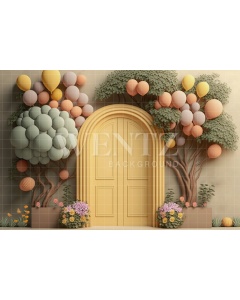 Fabric Photography Background Cake Smash Door with Flowers / Backdrop 3115