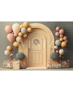 Fabric Photography Background Cake Smash Door with Flowers / Backdrop 3116