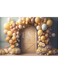 Fabric Photography Background Cake Smash Door with Flowers / Backdrop 3117