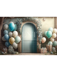 Fabric Photography Background Cake Smash Door with Flowers / Backdrop 3118