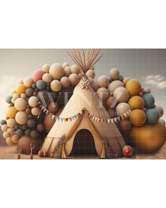 Fabric Photography Background Set with Tent and Balloons / Backdrop 3188