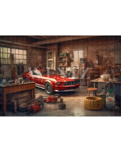 Fabric Photography Background Car Repair Shop / Backdrop 3413