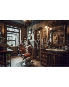 Fabric Photography Background Vintage Barbershop / Backdrop 3414