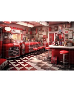 Fabric Photography Background Vintage Diner / Backdrop 3427