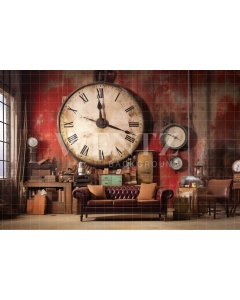 Fabric Photography Background Room with Clocks / Backdrop 3428