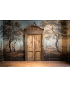 Fabric Photography Background Door and Trees / Backdrop 3436