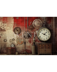 Fabric Photography Background Clocks Room / Backdrop 3439