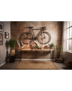 Fabric Photography Background Room with Bike / Backdrop 3453